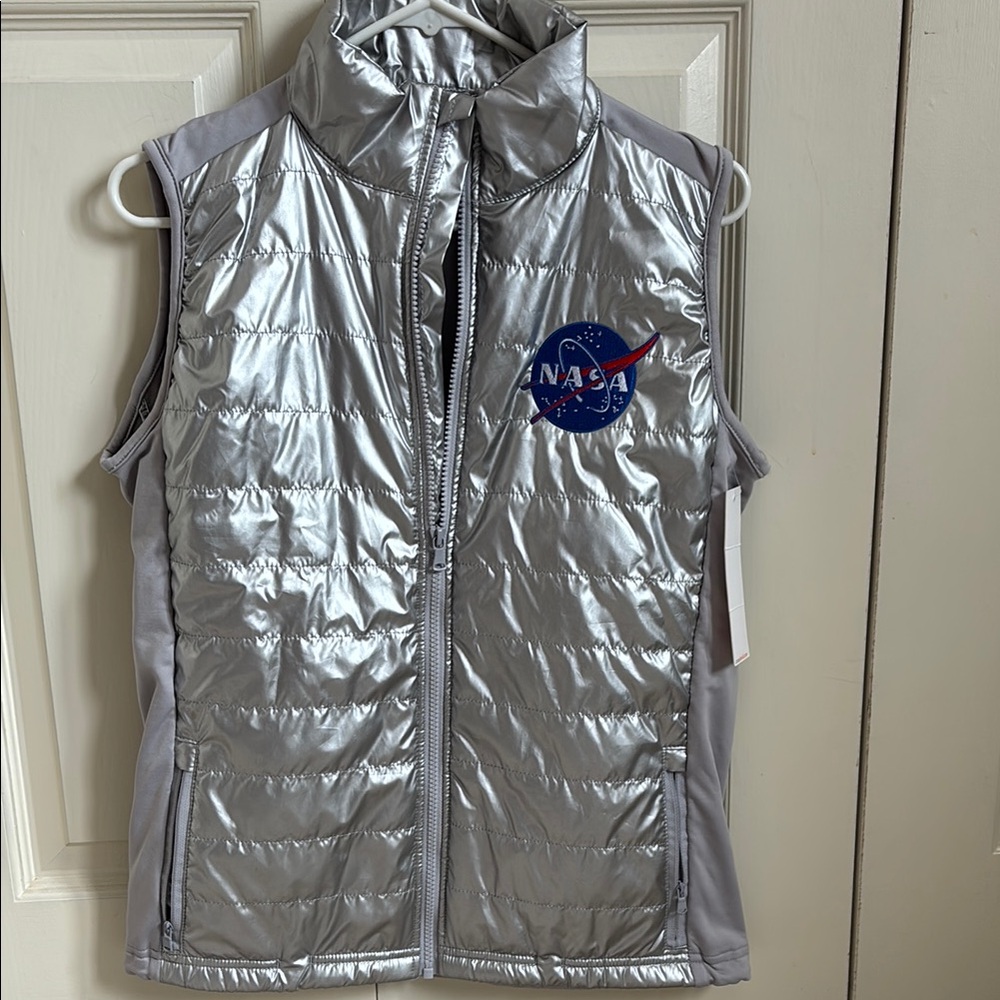 Womans NASA Silver Puffer Vest size Medium